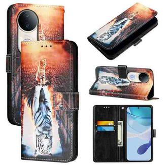 For vivo S20 Colored Drawing Pattern Plain Weave Leather Phone Case(Cats And Tigers)