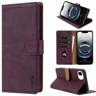 For iPhone 16e N.BEKUS CSJ-P1 Solid Color Leather Phone Case(Wine Red)