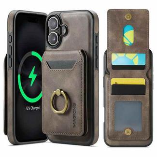 For iPhone 16 DG.MING K1 MagSafe Detachable Wallet RFID Back Cover Phone Case(Coffee)
