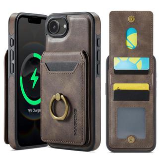 For iPhone 16e DG.MING K1 MagSafe Detachable Wallet RFID Back Cover Phone Case(Coffee)