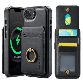 For iPhone 16e DG.MING K1 MagSafe Detachable Wallet RFID Back Cover Phone Case(Black)