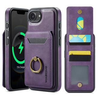 For iPhone 16e DG.MING K1 MagSafe Detachable Wallet RFID Back Cover Phone Case(Purple)