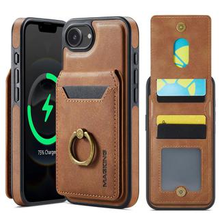 For iPhone 16e DG.MING K1 MagSafe Detachable Wallet RFID Back Cover Phone Case(Brown)