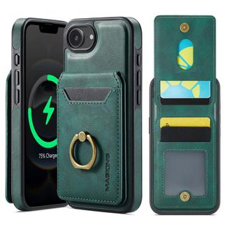 For iPhone 16e DG.MING K1 MagSafe Detachable Wallet RFID Back Cover Phone Case(Green)