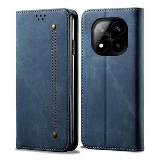 For Redmi Note 14 Pro+ 5G Denim Texture Casual Style Horizontal Flip Leather Case(Blue)