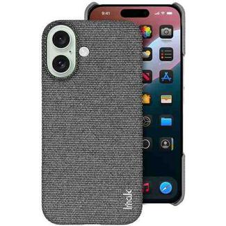 For iPhone 16 imak Ruiyi Series Cloth Texture PU + PC Phone Case(Dark Grey)
