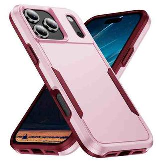 For iPhone 17 Pro Pioneer Armor Heavy Duty PC + TPU Phone Case(Pink+Rose Red)