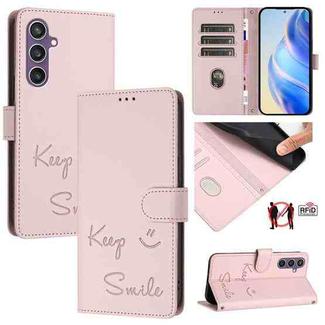 For Samsung Galaxy S23 FE 5G Smile Embossing RFID Leather Phone Case(Pink)