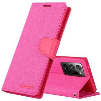 For Samsung Galaxy Note20 Ultra GOOSPERY CANVAS DIARY Canvas Texture Horizontal Flip PU Leather Case, with Holder & Card Slots & Wallet(Rose Red)