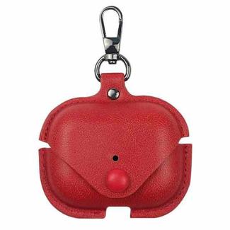 For AirPods Pro 3 Business Leather Earphone Protective Case with Hook(Red)