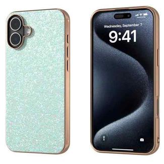 For iPhone 16 Plus Electroplating Frame Colorful Glitter Phone Case(Light Green)