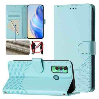 For Tecno Spark 7P Honeycomb Embossing RFID Leather Phone Case(Mint Green)