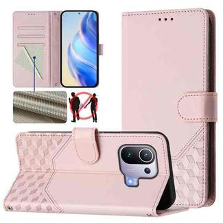 For Xiaomi Mi 11 Pro Honeycomb Embossing RFID Leather Phone Case(Pink)