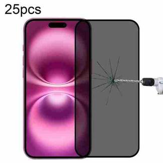For iPhone 16 Plus 25pcs Full Cover Anti-spy Silk Screen Tempered Glass Film