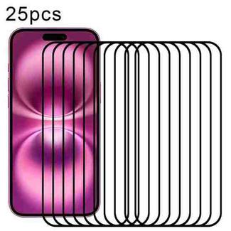 For iPhone 16 Plus 25pcs Full Glue Screen Tempered Glass Film