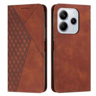For Redmi Note 14 4G 164.84mm Diamond Splicing Skin Feel Magnetic Leather Phone Case(Brown)