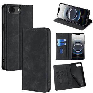 For iPhone 16e Skin Feel Magnetic Leather Phone Case(Black)