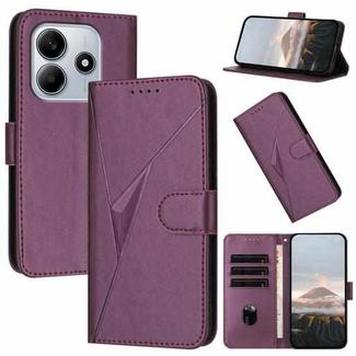 For Redmi Note 14 4G 163.25mm Triangle Pattern Buckle Clasp Leather Phone Case(Dark Purple)