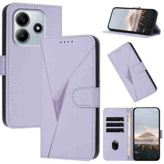 For Redmi Note 14 4G 163.25mm Triangle Pattern Buckle Clasp Leather Phone Case(Light Purple)