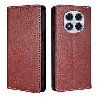 For Redmi Note 14 Pro 5G Gloss Oil Solid Color Magnetic Leather Phone Case(Brown)