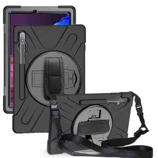 For Samsung Galaxy Tab S8+ / Tab S8 Plus /  Tab S7 FE / Tab S7+ Shockproof Colorful Silicone + PC Protective Case with Holder & Shoulder Strap & Hand Strap(Black)