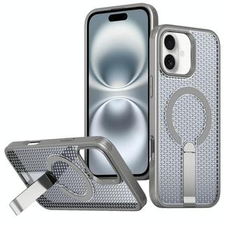 For iPhone 16 Plus Honeycomb Cooling MagSafe Holder Phone Case(Titanium Grey)