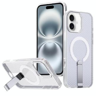 For iPhone 16 Plus Honeycomb Cooling MagSafe Holder Phone Case(Frosted Transparent)