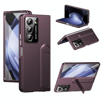 For Samsung Galaxy Z Fold5 Integrated Skin Feel Fold Holder Phone Case(Burgundy)