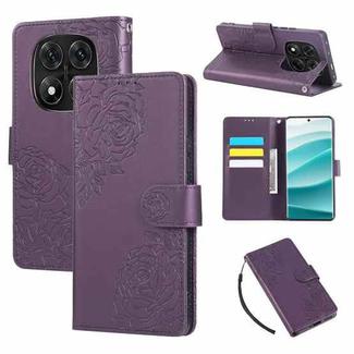 For Redmi Note 14 Pro 4G Rose Flower Embossed 3-Card Slots Leather Phone Case(Deep Purple)
