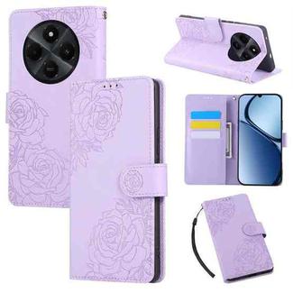 For Redmi 14C 4G Rose Flower Embossed 3-Card Slots Leather Phone Case(Purple)