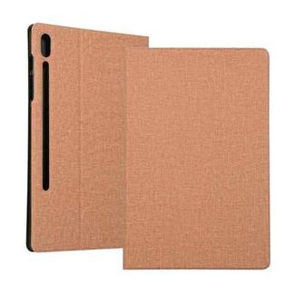 For Samsung Galaxy Tab S8+ / Tab S8 Plus /  Tab S7 FE / Tab S7+ / T970 Fabric Texture Horizontal Flip PU Leather Case with Holder(Gold)