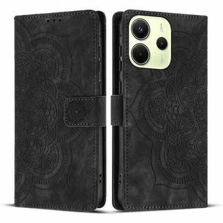 For Redmi Note 14 4G 164.84mm Mandala Embossed Retro Frosted Leather Phone Case(Black)
