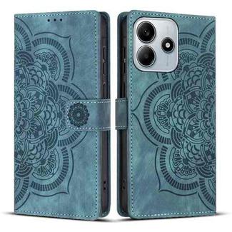 For Redmi Note 14 5G Mandala Embossed Retro Frosted Leather Phone Case(Blue)