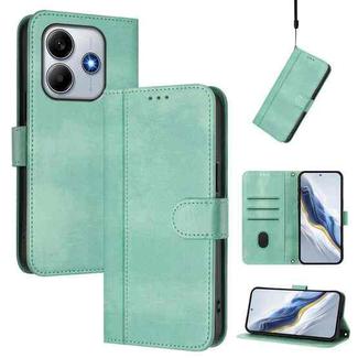 For Redmi Note 14 4G 163.25mm Line Splicing Buckle Retro Leather Phone Case(Mint)