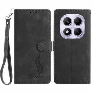 For Redmi Note 14 Pro 4G Skin Feel Embossed Feather Leather Phone Case(Black)