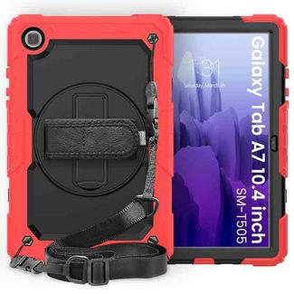 For Samsung Galaxy Tab A7 (2020) T500/T505 Shockproof Colorful Silicone + PC Protective Case with Holder & Shoulder Strap & Hand Strap & Pen Slot(Red)