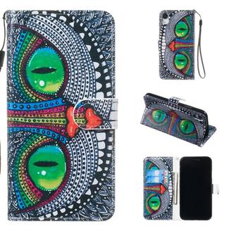 For iPhone XR Leather Protective Case(Green Eyes)