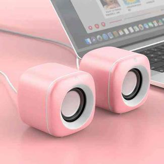 A1 USB Wire-controlled 9D Subwoofer Sound Mini Wired Speaker, Premium Version(Pink)