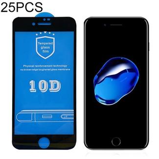 25 PCS For iPhone 7 Plus 9H Surface Hardness 1D Curved Edge Full Screen Tempered Glass Screen Protector(Black)
