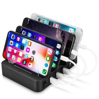 016 Multi-function AC 100V~240V Output 4 Ports USB Detachable Charging Station Smart Charger(Black)
