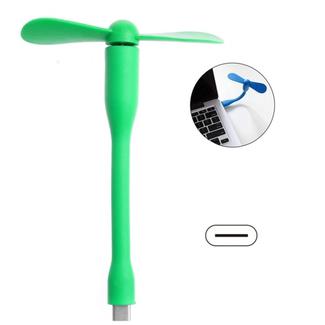 USB-C / Type-C Bendable Mini Strong Wind Long Handle Small Fan(Green)