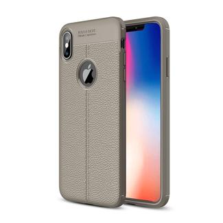 Litchi Texture TPU Case for  iPhone XS Max(Grey)