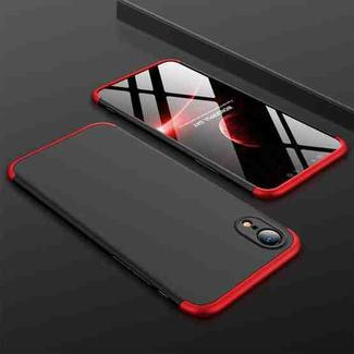 GKK Three Stage Splicing Full Coverage PC Case for iPhone XR(Black Red)