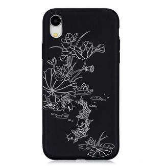 Lotus Pond Painted Pattern Soft TPU Case for iPhone XR