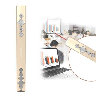 VIBOTON PP910 2.4GHz Multimedia Presentation Remote PowerPoint Clicker Handheld Controller Flip Pen with USB Receiver, Control Distance: 10m(Gold)