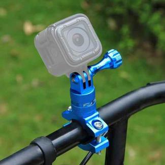 [US Warehouse] PULUZ 360 Degree Rotation Bike Aluminum Handlebar Adapter Mount with Screw for GoPro Hero12 Black / Hero11 /10 /9 /8 /7 /6 /5, Insta360 Ace / Ace Pro, DJI Osmo Action 4 and Other Action Cameras(Blue)