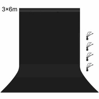 PULUZ 3m x 6m Photography Background Thickness Photo Studio Background Cloth Backdrop (Black)