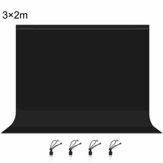 PULUZ 3m x 2m Photography Background Thickness Photo Studio Background Cloth Backdrop (Black)