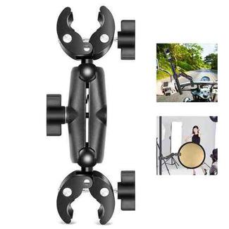 PULUZ Motorcycle Dualheads Crab Clamp Action Camera Handlebar Fixed Mount(Black)