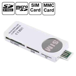 USB Universal Card Reader, Support SD / MMC /SIM / TF Card(White)